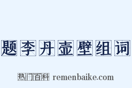 题李丹壶壁组词是什么意思的图片